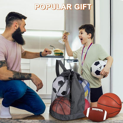 Deekin 12 Pcs Assorted Sport Ball Set Official Size Basketball, Football, Volleyball, Soccer, Baseball, Playground Ball with Bag and Pump Gift for Kid Youth Adult Back to School