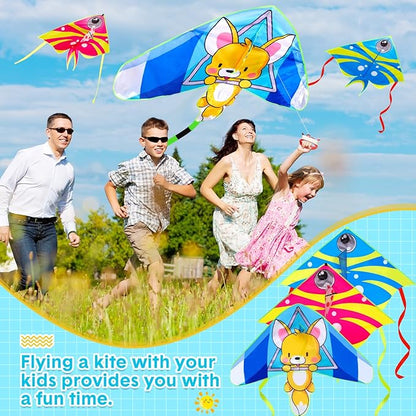 8 Pack Kites for Kids Octopus Fish Shark Owl Squirrel Pattern with 8 Pcs 109 Yard Kite String Large Easy to Fly for Children Adults Spring Outdoor Beach Games