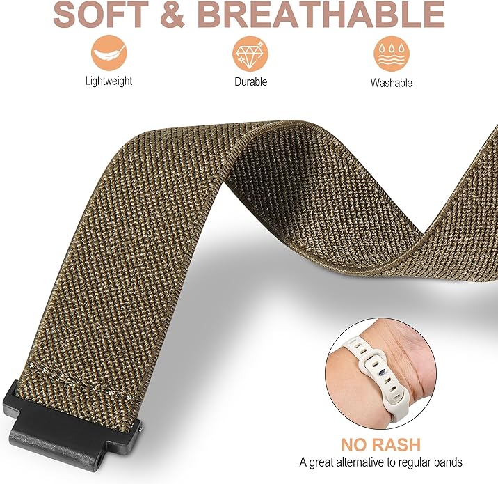 Elastic Nylon Watchband Compatible with Garmin Forerunner 235/220/230/620/630/735XT,Soft Adjustable Sport Stretchy Replacement Strap for Forerunner 235 Lite/Approach S20/S6/S5 Accessory