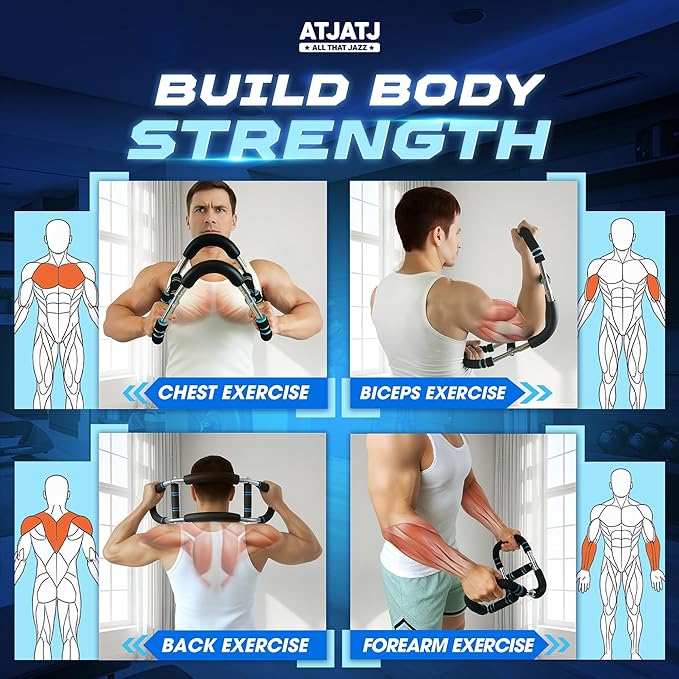 3-Level (50–100lbs) Twister Arm Trainer, Adjustable Chest & Bicep Workout Equipment for Men, Detachable Home Gym Shoulders and Forearms Muscle Training Fitness with Steel Frame & Ergonomic Handles