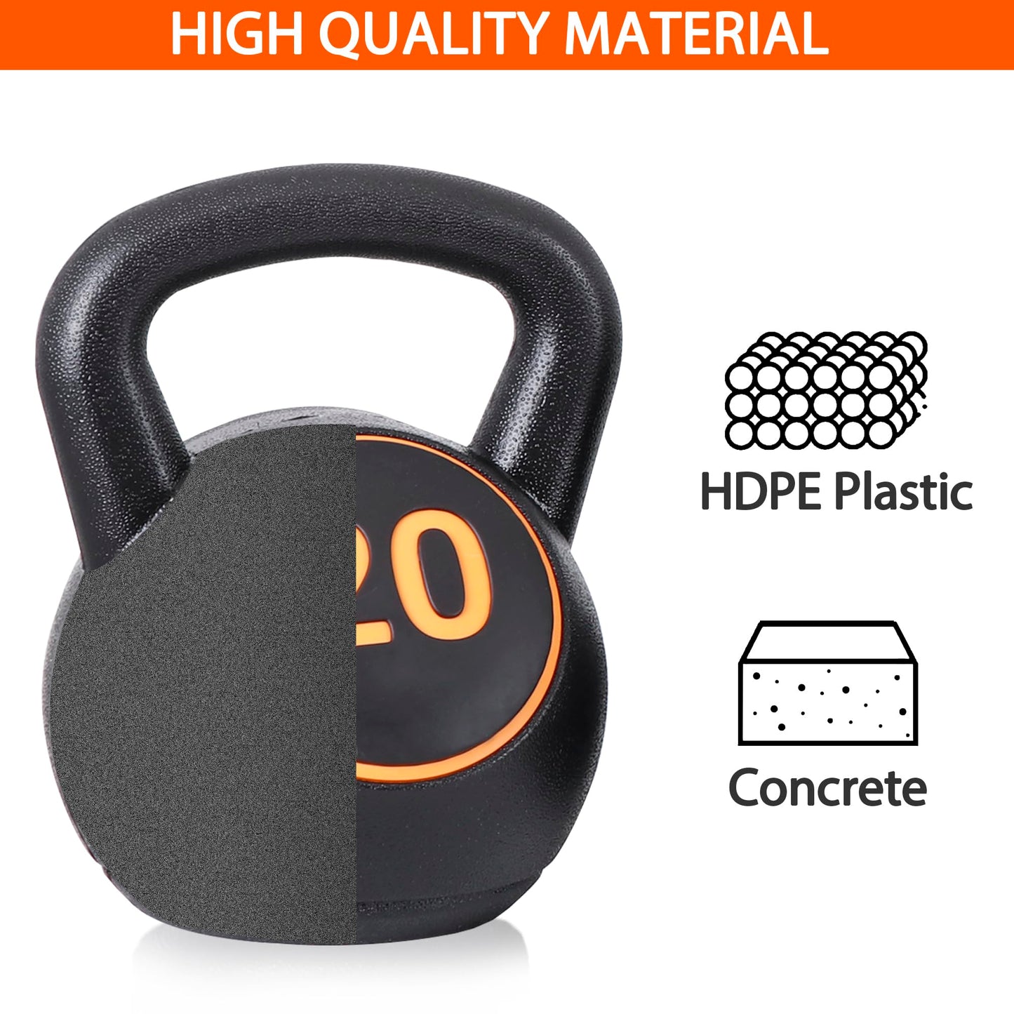 F2C Kettlebell Sets 4 Piece Strength Training KettleBells Weight Set 5lb, 10lb, 15lb, 20lb HDPE