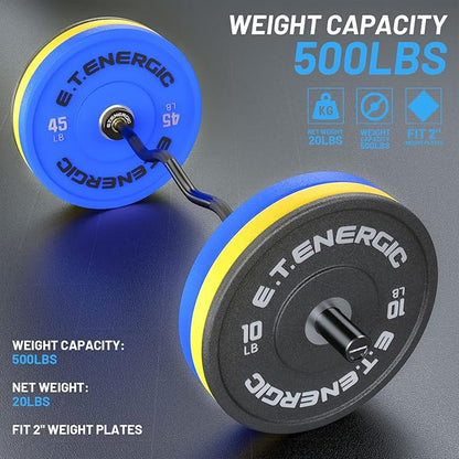 47" Olympic EZ Curl Bar 500-lbs Capacity Steel Barbell Suitable for 2" Weight Plates, 2-Inch Curl Bar for Weight Lifting,Hip Thrusts,Squat,Biceps-Home Gym Weight Bar