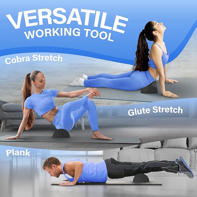 Yes4All Medium Firm Half Foam Rollers for Post-Workout Relaxation, 12/18/24/36 inch PE Foam Roll for Back Massage & Yoga Exercise