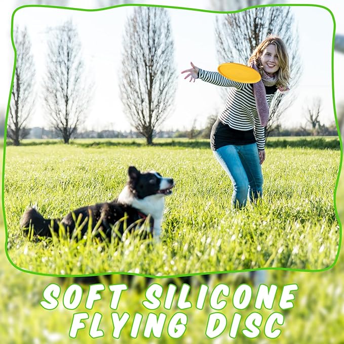 6 Pcs Kids Flying Disc 7 Inch Silicone Flying Disks Set for Kindergarten Outdoor Backyard Beach Lawn Park