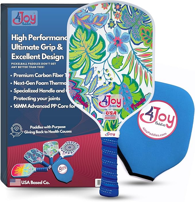 4Joy Pickleball Paddle Premio Series - Thermoformed Premium T700 Carbon Fiber Pickleball Paddless - Professional Pickleball Rackets for Women & Men - 16mm Honeycomb Core - USAP Approved