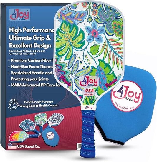 4Joy Pickleball Paddle Premio Series - Thermoformed Premium T700 Carbon Fiber Pickleball Paddless - Professional Pickleball Rackets for Women & Men - 16mm Honeycomb Core - USAP Approved