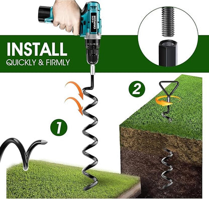Trampoline Stakes Heavy Duty Trampoline Anchors Kit, Spiral Screw In Ground Anchors with Straps, Earth Anchors Earth Anchors Swing Set Anchors for Trampoline