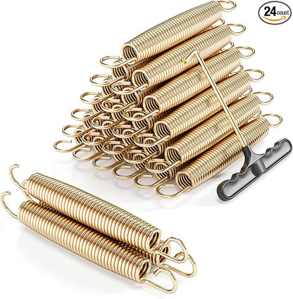 Trampoline Springs Heavy Duty with Swivel & Straight Hooks, Stainless Steel Trampoline Accessories Ideal Spring Replacement, Includes T-Hook Tool