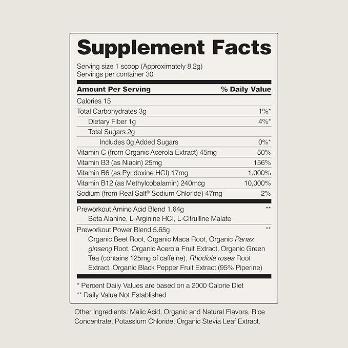 Snap Supplements Pre Workout Beet Root Powder, Nitric Oxide Supplement Preworkout for Men and Women with Organic Beets and B Vitamins, Energy and Heart Health Support, 30 Servings, Mixed Berry