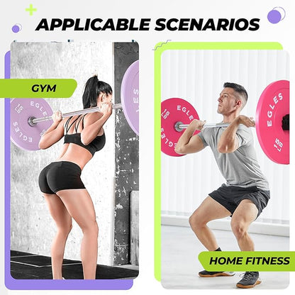 EGLES Vibrant Colorful Olympic Weight Plates, Rubber Barbell Plates, 2-inch Standard Virgin Rubber Bumper Plate 10 15 25 35 45LB for Home Gym Weightlifting, Strength Training, Fit Workouts