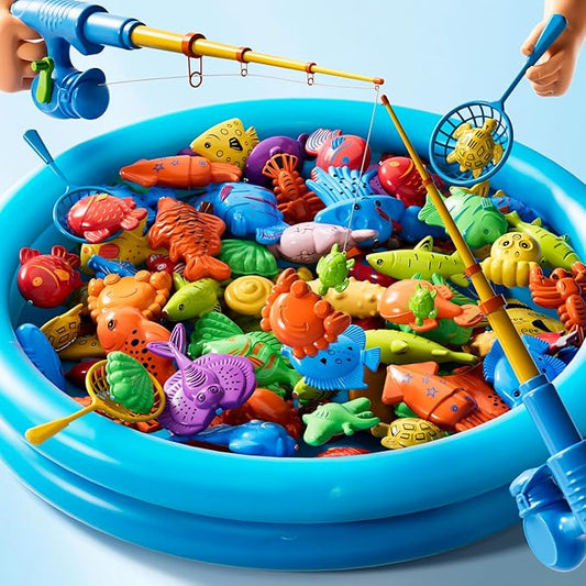 Magnetic Fishing Pool Toys Game for Kids Toddlers 3-5 4-8, Fishing Water Table Bathtub Toy with