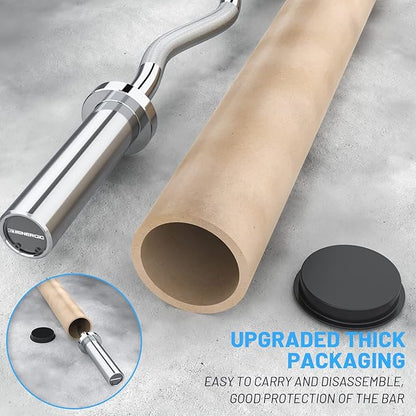 47" Olympic EZ Curl Bar 500-lbs Capacity Steel Barbell Suitable for 2" Weight Plates, 2-Inch Curl Bar for Weight Lifting,Hip Thrusts,Squat,Biceps-Home Gym Weight Bar