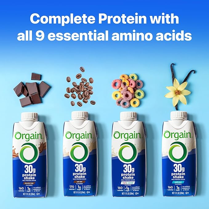 Orgain 30g High Protein Shake, Dairy Isolate Milk Protein, Chocolate Fudge, 5g BCAAs, 1g Sugar Per Serving, Meal Replacement, Ready to Drink, Keto Friendly, Gluten-Free 11 Fl Oz (Pack of 12)