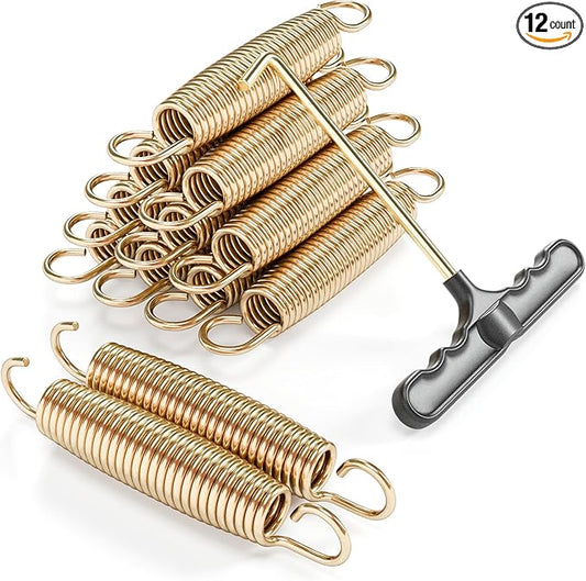 Trampoline Springs Heavy Duty with Swivel & Straight Hooks, Stainless Steel Trampoline Accessories Ideal Spring Replacement, Includes T-Hook Tool
