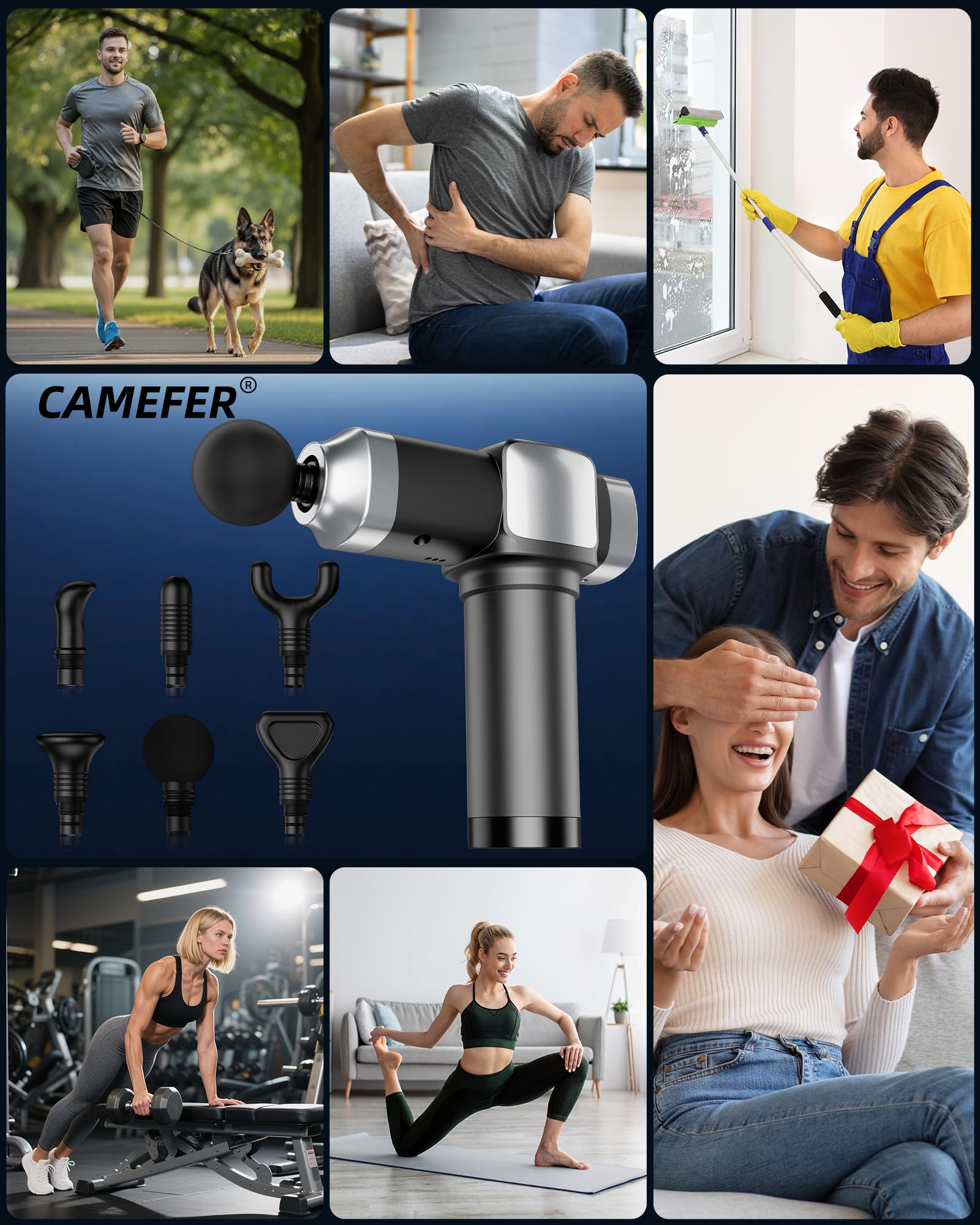 Massage Gun Deep Tissue, Handheld Percussion Muscle Massager for Back