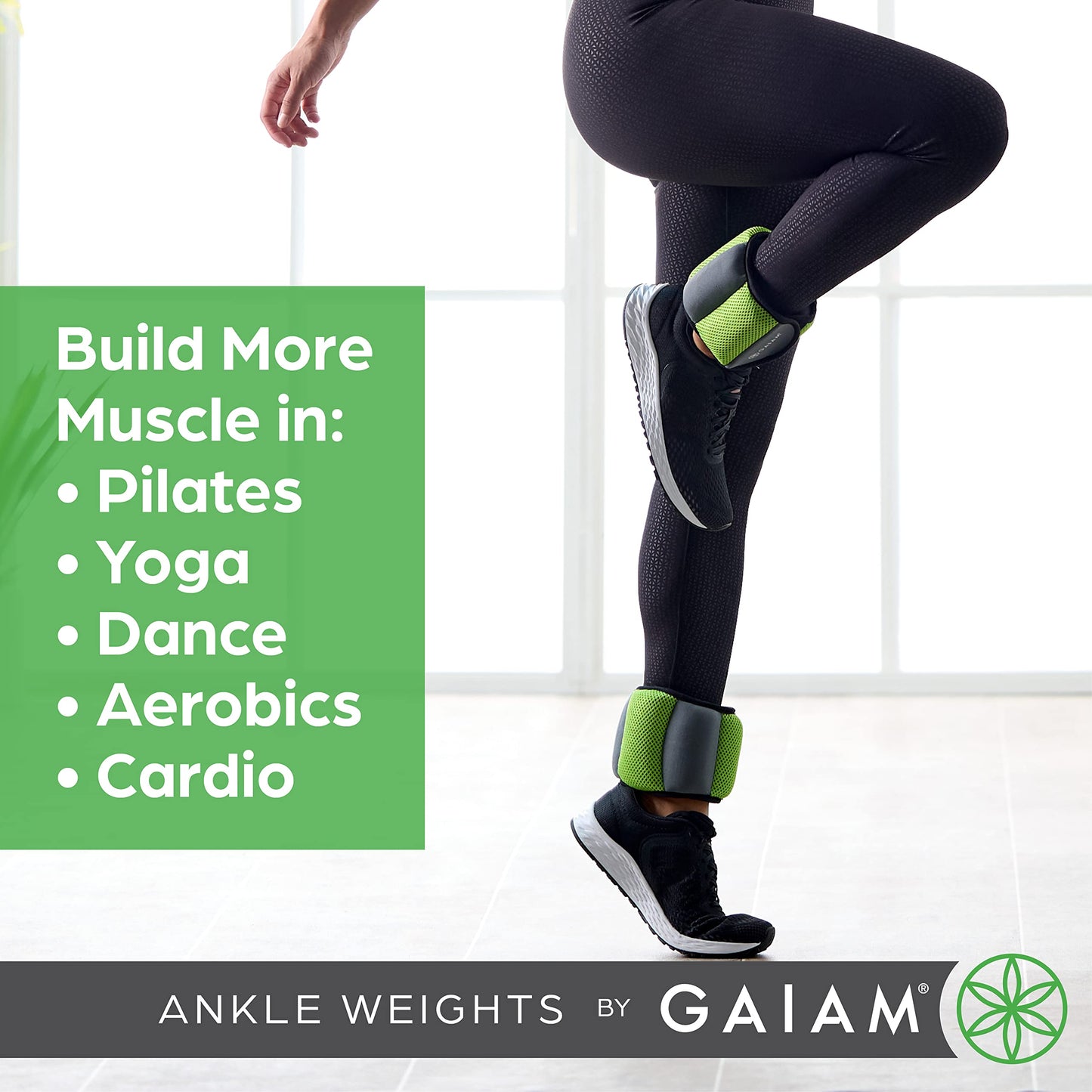 Gaiam Ankle Weights, Adjustable Strap, Set of 2 (10LB)