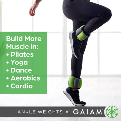 Gaiam Ankle Weights, Adjustable Strap, Set of 2 (10LB)