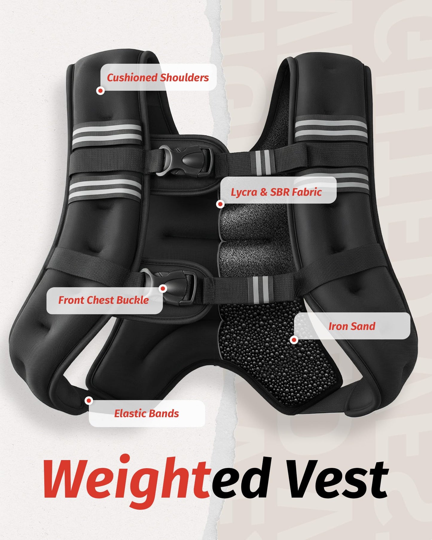 ZELUS Weighted Vest, 6lb/8lb/12lb/16lb/20lb/25lb/30lb Weight Vest with Reflective Stripe for