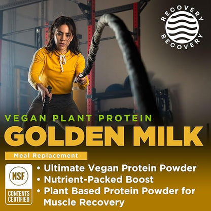 Gnarly Nutrition Golden Milk Plant-Based Protein Blend ??Vegan Powder for Smoothies ??Dairy-Free, Non-GMO ??10 Convenient Stick Packs