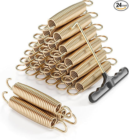 Trampoline Springs Heavy Duty with Swivel & Straight Hooks, Stainless Steel Trampoline Accessories Ideal Spring Replacement, Includes T-Hook Tool