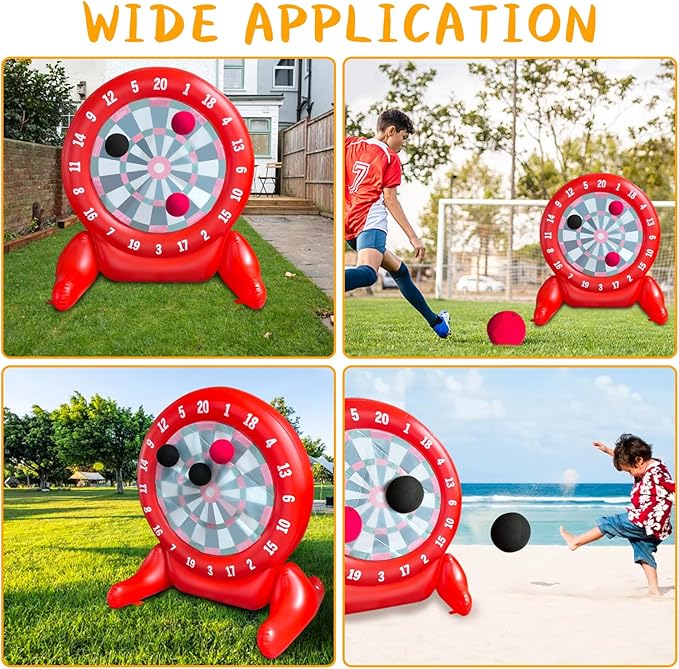 6.4ft Inflatable Giant Kick Darts, Jumbo Outdoor Soccer Target Dartboard, Big Carnival Games for Family, Friends, Giant Outdoor Games, Oversized Dart Board Yard Lawn Game