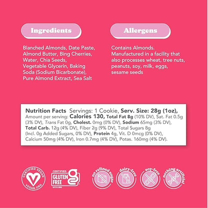 Love + Chew - Banana Bread and Cherry Almond Minis - 16 Count - Tasty, Gluten Free Cookies - Vegan - Healthy, Paleo, Non GMO - Individually Wrapped and Soft Baked with High Protein Almonds - 1 Oz Each