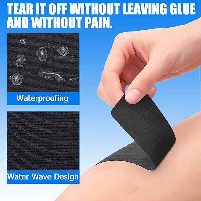 4 Rolls Uncut Kinesiology Tape, 4in x 5.5yd Extra Wide Waterproof Athletic Tape for Muscle Support, Original Cotton Elastic Premium Knee Tape for Pain Relief Shoulder, Ankle, Joints, Wrist