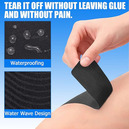 4 Rolls Uncut Kinesiology Tape, 4in x 5.5yd Extra Wide Waterproof Athletic Tape for Muscle Support, Original Cotton Elastic Premium Knee Tape for Pain Relief Shoulder, Ankle, Joints, Wrist