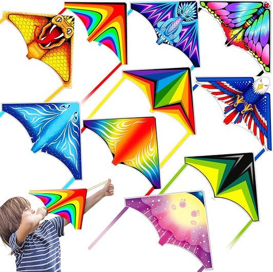 8 Pack Mini Kites for Boys Girls 3-5 6 7 8 Gift & Party Favors, Finger Launcher Kites Easy to Fly Ejection Kite for Kids Teens Ages 4-18 Beach Park Backyard Outdoor Sports Flying Toys