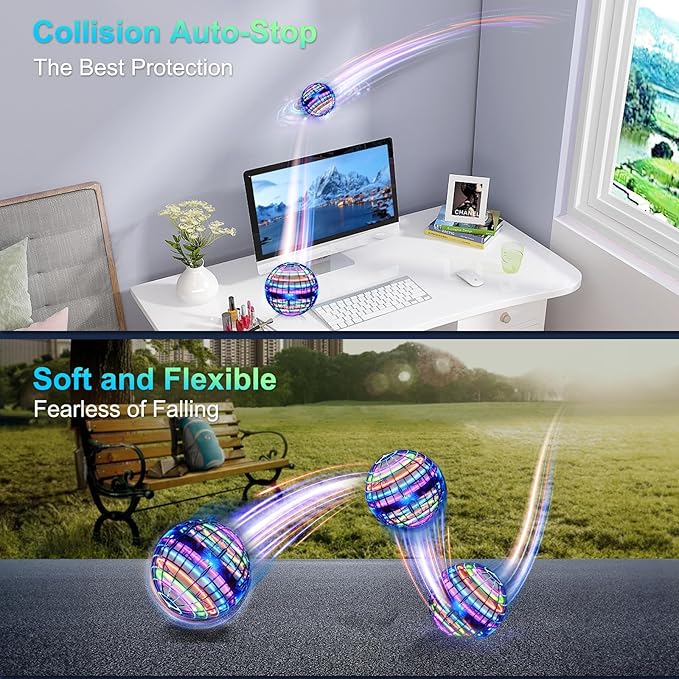 Flying Orb Ball (Blue, 2025 Upgraded) with Dazzling Lights, Magic Hover Spinner, Cool Boomerang Drone, Floating Cosmic Globe, Kids Toys Gifts for 6 7 8 9 10 Year Old Boys Girls
