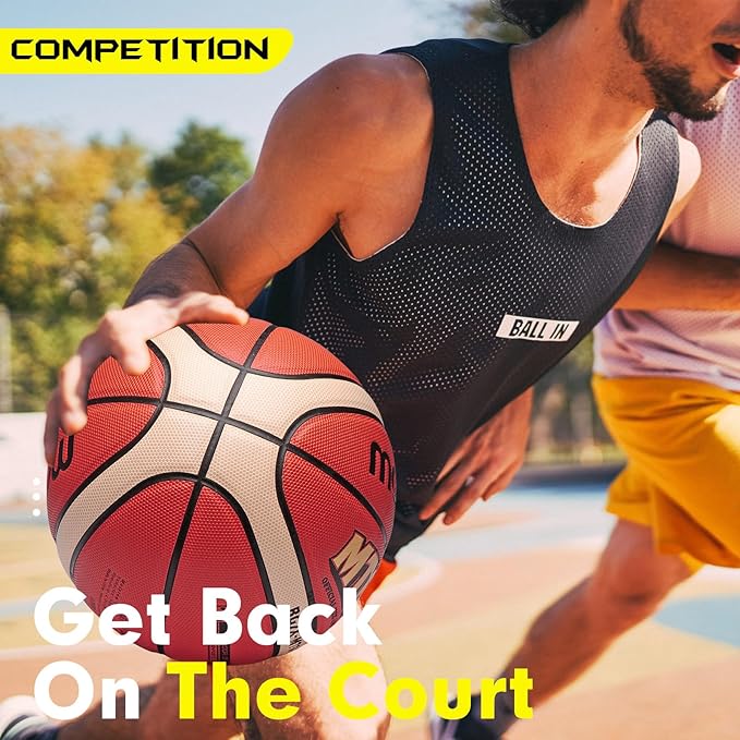 Training Soft Touch Rubber and Faux Leather Fighting Basketball, High Bounce Indoor Outdoor Basketball Gift