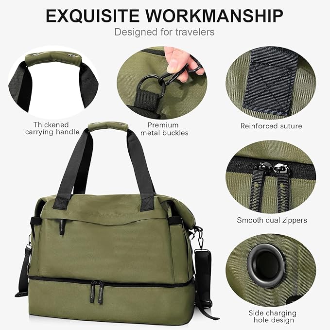 Gym Bag for Men Women, Tactical Travel Duffel bag with Removable Dividers & Shoe Compartment, Weekender Carry on Bag with Toiletry Bag, Overnight Range Bag for Workout Soccer Yoga Gym