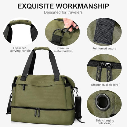 Gym Bag for Men Women, Tactical Travel Duffel bag with Removable Dividers & Shoe Compartment, Weekender Carry on Bag with Toiletry Bag, Overnight Range Bag for Workout Soccer Yoga Gym