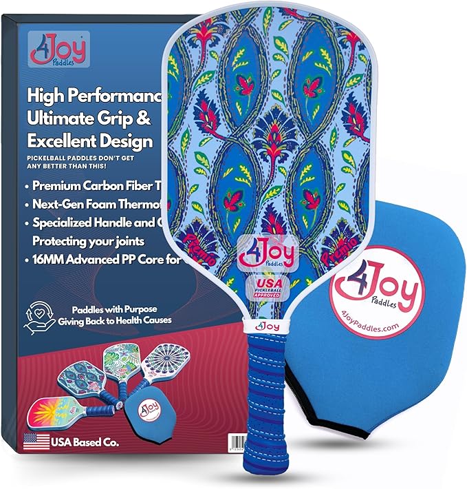 4Joy Pickleball Paddle Premio Series - Thermoformed Premium T700 Carbon Fiber Pickleball Paddless - Professional Pickleball Rackets for Women & Men - 16mm Honeycomb Core - USAP Approved