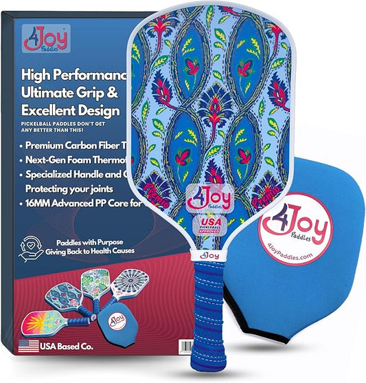 4Joy Pickleball Paddle Premio Series - Thermoformed Premium T700 Carbon Fiber Pickleball Paddless - Professional Pickleball Rackets for Women & Men - 16mm Honeycomb Core - USAP Approved