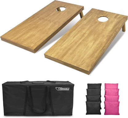 GoSports 4 ft x 2 ft Regulation Size Wooden Cornhole Boards Set - Includes Carrying Case - Full Regulation Size Bean Bag Toss Boards