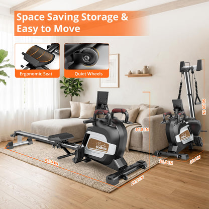 pooboo Rowing Machine for Home, Foldable Magnetic Rowing Machine