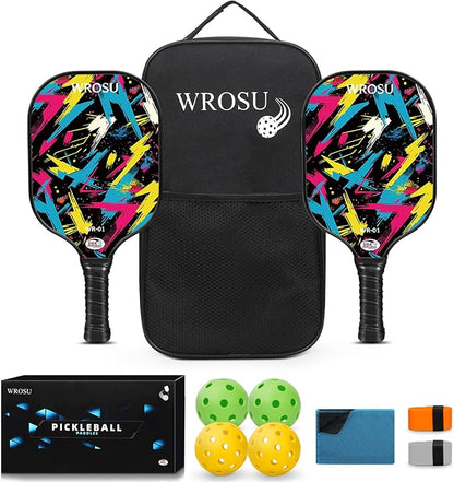 Carbon Fiber Pickleball Paddles Set of 4 or 2 Rackets,USAPA Approved Carbon Fiber Surface Pickle Ball Equipment Sets PP Honeycomb Core Pickleball Rackets & Accessories for Men,Women,Kids,Adults