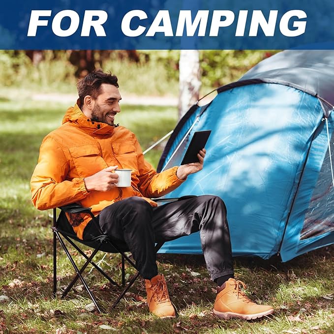 2 Pack Camping Chairs for Adults & Teens, 250LBS Capacity Foldable Portable Lightweight Chairs with Carry Bag, Compact Design for Camping, Beach, Picnics, and Outdoor Events