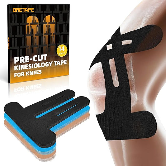 Precut Kinesiology Tape for Knees ??14 PCS Knee Tape for Pain Relief & Support, Elastic Waterproof