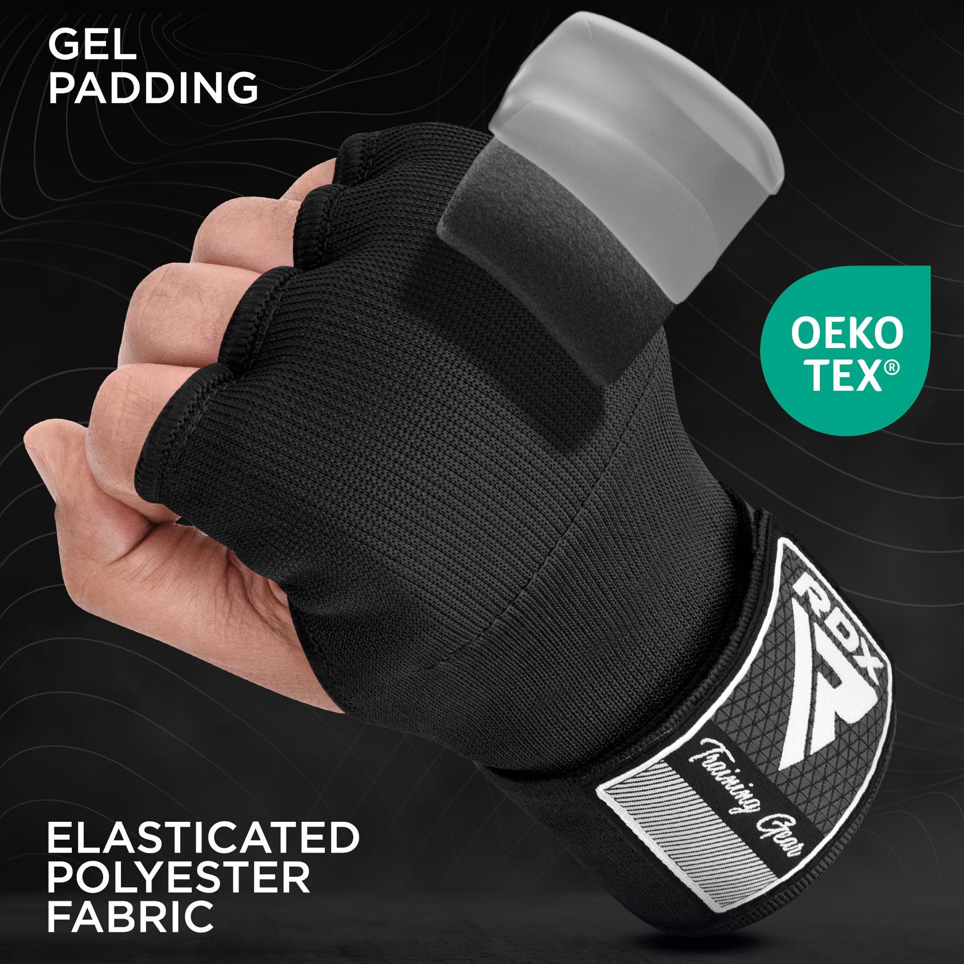RDX Training Boxing Inner Gloves Hand Wraps MMA Fist Protector Bandages Mitts,Black,Large
