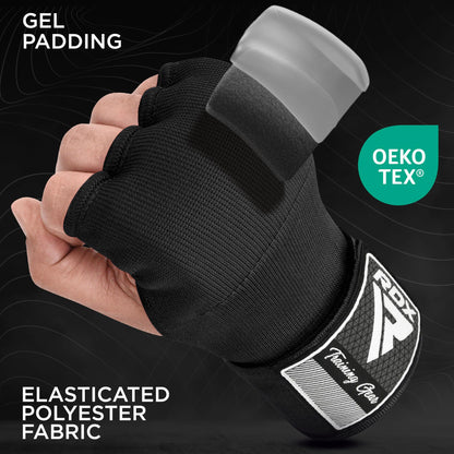 RDX Training Boxing Inner Gloves Hand Wraps MMA Fist Protector Bandages Mitts,Black,Large
