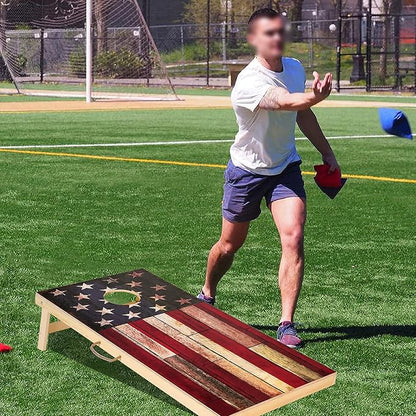 Solid Wood Vintage Cornhole Game Set, Two 4'x2'Cornhole Boards, 8 Cornhole Bags for Indoor and Outdoor Toss Games Competitions, Tournaments