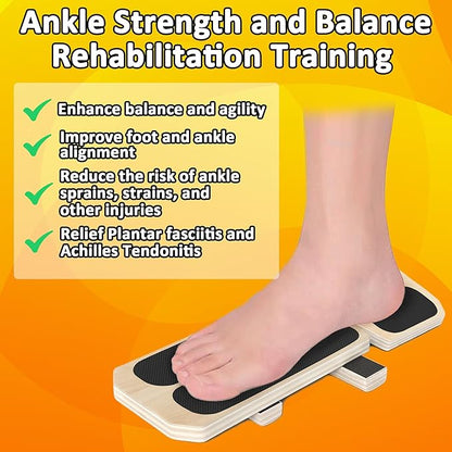 Ankle Strengthener & Balance Board Trainer - Stability Exercises Equipment for Sprained Ankle Recovery, Plantar Fasciitis Relief & Posture Correction | Foot Stretcher for Athletes, Physical Therapy & Rehabilitation