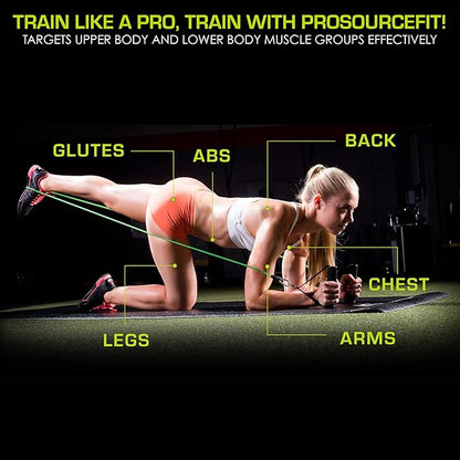 ProsourceFit Single Stackable Resistance Bands with Door Anchor and Exercise Guide, 5-8 LB, Heavy Duty Fitness Tube for Full-Body Exercises and Home Workouts, Green