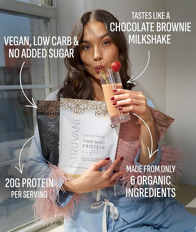 Truvani Vegan Pea Protein Powder | Chocolate | 20g Organic Plant Based Protein | 20 Servings | Keto | Gluten & Dairy Free | Low Carb | No Added Sugar