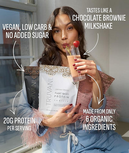 Truvani Vegan Pea Protein Powder | Chocolate | 20g Organic Plant Based Protein | 20 Servings | Keto | Gluten & Dairy Free | Low Carb | No Added Sugar