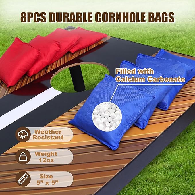 2’x3’ Cornhole Boards Set, Cornhole Outdoor Game Set - Corn Hole Toss Boards Set with 8 Cornhole Bags and 2 Cornhole Boards, Cornhole Sets for Adults Lawn Outside Backyard Games