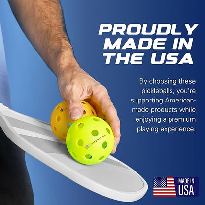 EP American Outdoor Pickleballs USAPA Approved | Made in USA with Durable Design | Tournament-Ready, High Performance | 40 Precision Holes for Balanced Flight, Consistent Spin