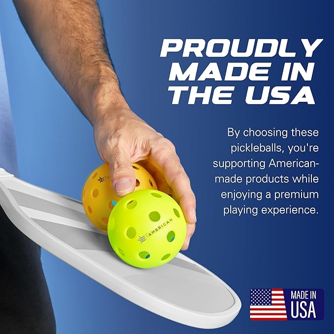 EP American Outdoor Pickleballs USAPA Approved | Made in USA with Durable Design | Tournament-Ready, High Performance | 40 Precision Holes for Balanced Flight, Consistent Spin